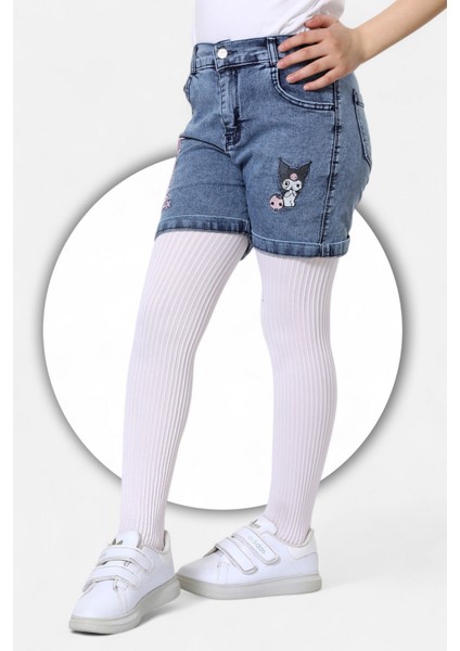 Kuromi Nakışlı-Pamuklu-Kar Yıkamalı-Yarım Lastikli-Kız Çocuk Şortu fırsatları