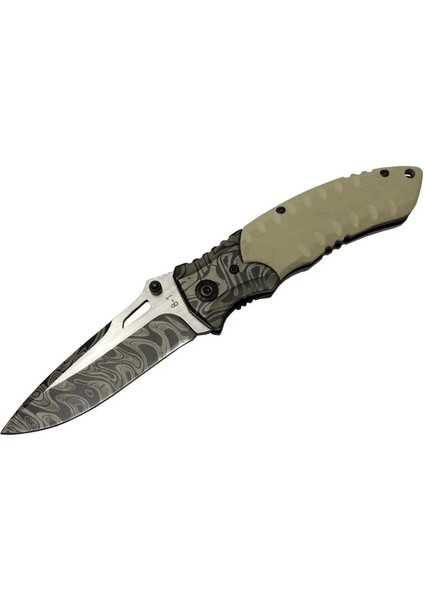 Populermarketim - 8-1 Damascus Kamp Çakı 20CM - Manuel, Kemerlikli