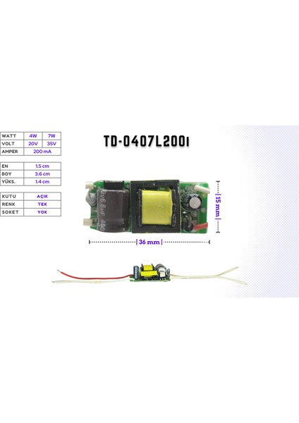 LED Drıver/trafo Izoleli (4W-7W, 20V-35V, 200MA) LED Panel