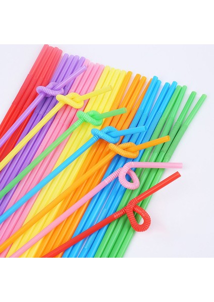 Artistik Pipet Karışık Renkli Körüklü Pipet 250 Adet