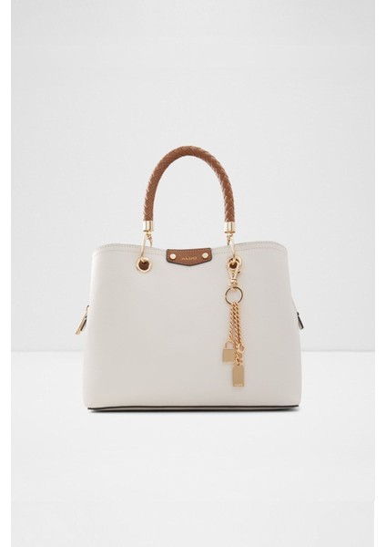 Lothycan - Kadın Deri Ekru Multi Manyetik Kapama Büyük Boy Çanta