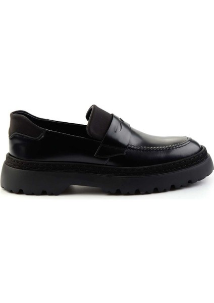Siyah Hakiki Deri Erkek Loafer Ayakkabı E01011027114