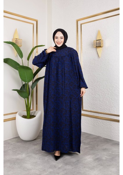 Robalı Desenli Viskon Elbise - Gri / E0126