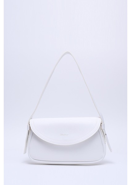 Beyaz Shk150 Deri Astarlı Çıtçıtlı Ayarlanabilir Askılı El, Kol Ve Omuz Çantası U:15 E:27 G:5