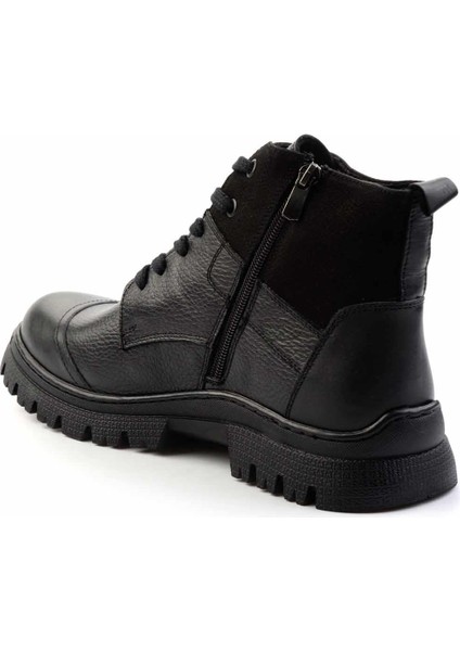 Siyah Deri Erkek Bot & Bootie E02035963041