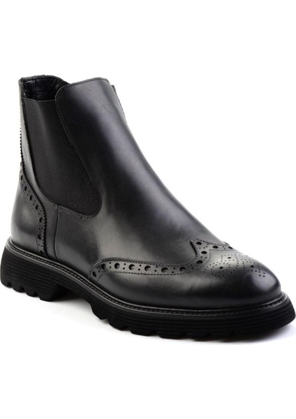 Siyah Deri Erkek Bot & Bootie E02757713241 modelleri