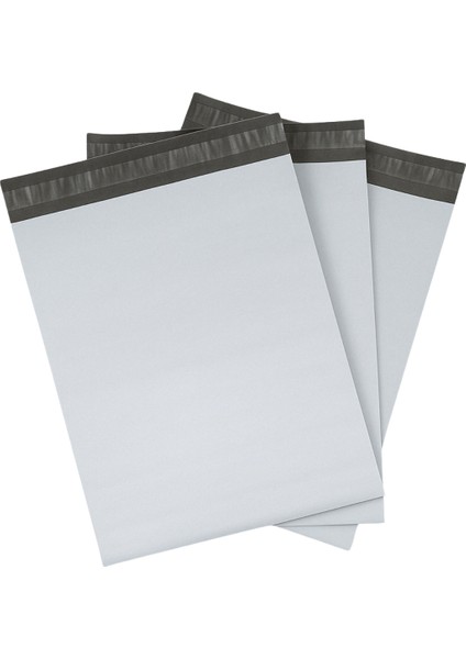 Orta Boy 100 Adet, 30X38-5 cm Cepli Plastik Kargo Poşeti Dayanıklı Su Geçirmez Gri Renk