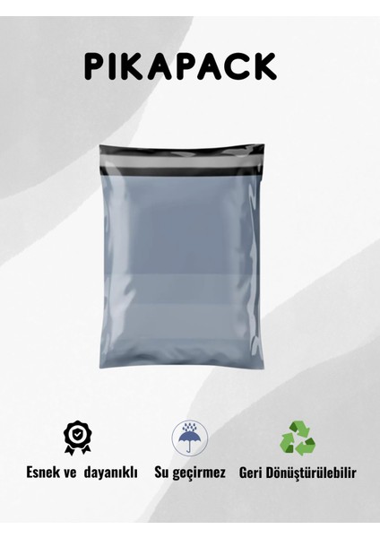 Orta Boy 100 Adet, 30X38-5 cm Cepli Plastik Kargo Poşeti Dayanıklı Su Geçirmez Gri Renk