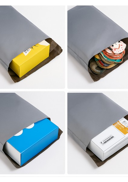 Orta Boy 100 Adet, 30X38-5 cm Cepli Plastik Kargo Poşeti Dayanıklı Su Geçirmez Gri Renk
