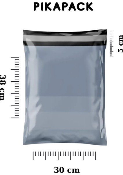 Orta Boy 100 Adet, 30X38-5 cm Cepli Plastik Kargo Poşeti Dayanıklı Su Geçirmez Gri Renk
