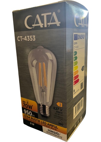 CT-4353 ST64 Rustik LED Ampul 8W Günışığı - 5’li Paket fiyatları