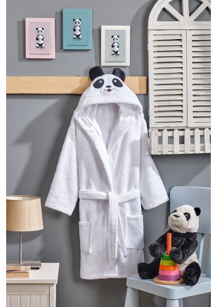 Sevimli Hayvan Temalı Unisex Çocuk Bornoz (%100 Pamuk, Kapüşonlu ve Yumuşak)
