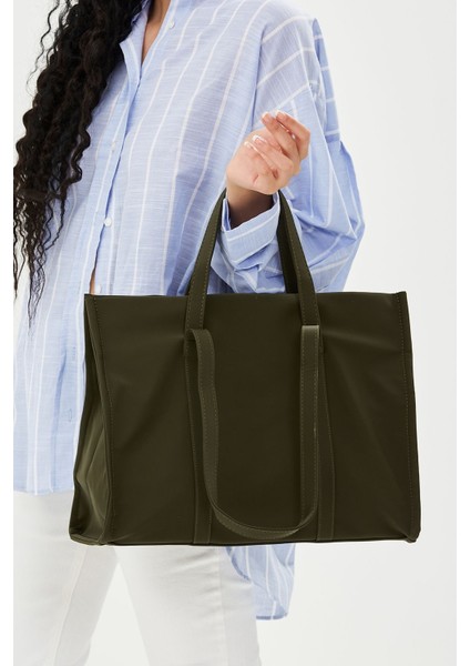 Paraşüt Kumaş Shopper Amelia Kadın Kol Çanta Haki