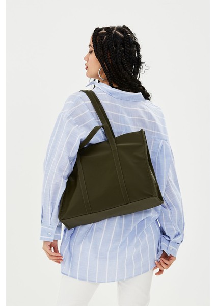 Paraşüt Kumaş Shopper Amelia Kadın Kol Çanta Haki modelleri
