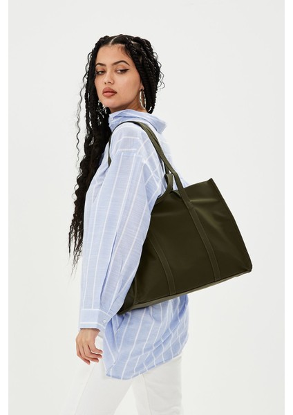 Paraşüt Kumaş Shopper Amelia Kadın Kol Çanta Haki fırsatları