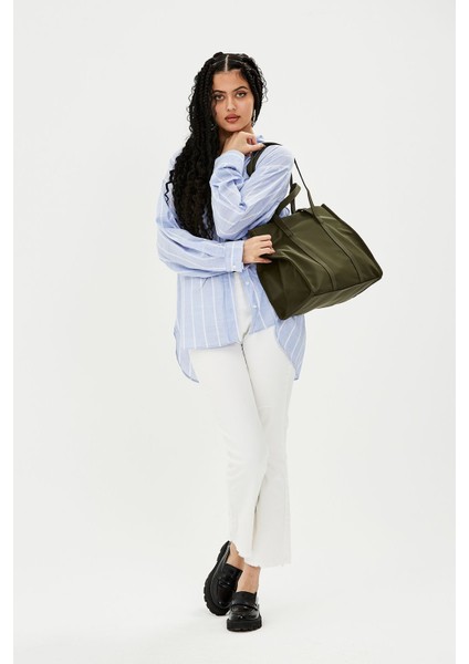 Paraşüt Kumaş Shopper Amelia Kadın Kol Çanta Haki indirimleri