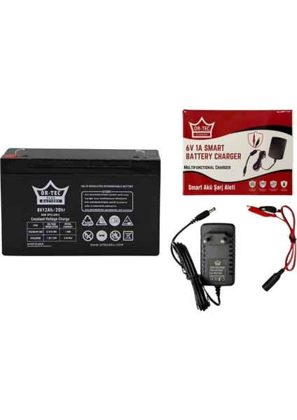 6 Volt 12 Amper Oyuncak Akülü Araba Için Akü ve Şarj Aleti