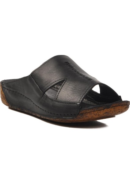 Siyah Deri Kadın Terlik 012 Z