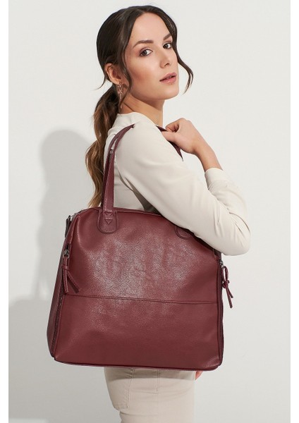 Bordo Kadın Fermuar Detaylı Omuz Çantası 10va2049 fiyatları