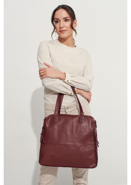 Bordo Kadın Fermuar Detaylı Omuz Çantası 10va2049 modelleri