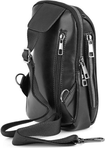 Erkek Omuz Çantası Çapraz Göğüs Ve Sırt Çantası Body Bag Siyah Vegan Deri Etn-72-S modelleri