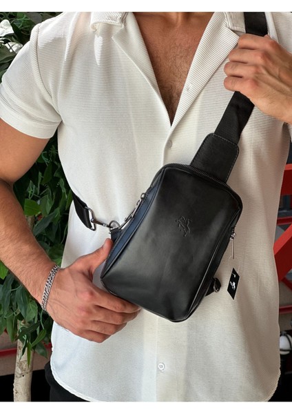 Erkek Omuz Çantası Çapraz Göğüs Ve Sırt Çantası Body Bag Siyah Vegan Deri Etn-72-S fırsatları