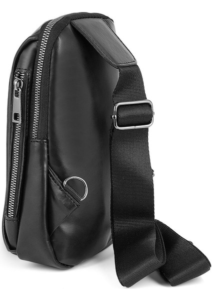 Erkek Omuz Çantası Çapraz Göğüs Ve Sırt Çantası Body Bag Siyah Vegan Deri Etn-72-S indirimleri