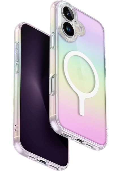 Apple iPhone 16 Kılıf Holografik Renk Değiştiren Koruyucu Magclick™ Kapak Hibrit Polikarbonat Malzeme