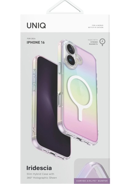 Apple iPhone 16 Kılıf Holografik Renk Değiştiren Koruyucu Magclick™ Kapak Hibrit Polikarbonat Malzeme