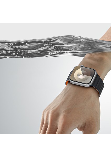 Watch 10 42MM Benks Magnetik Tak Çıkar Silikon Strap Kayış Siyah - Turuncu modelleri