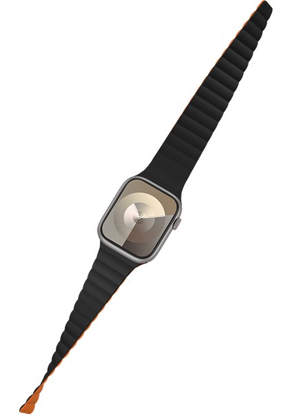 Watch 10 42MM Benks Magnetik Tak Çıkar Silikon Strap Kayış Siyah - Turuncu fırsatları