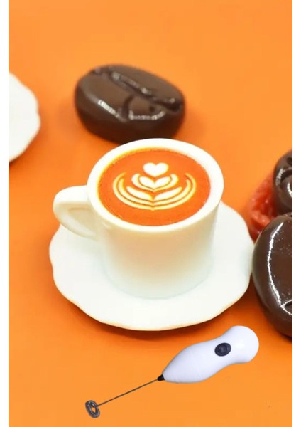 Pilli Mini Mixer Kahve Süt Köpürtücü Karıştırıcı Cappuccino Mixer