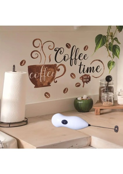 Pilli Mini Mixer Kahve Süt Köpürtücü Karıştırıcı Cappuccino Mixer