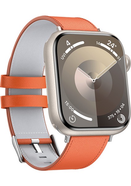 Watch 40MM Benks Vintage Genuine Leather Serisi Deri Kordon Strap Kayış Turuncu