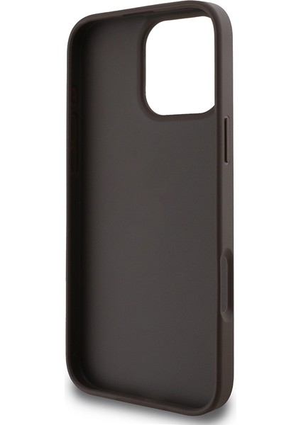 Apple iPhone 16 Pro Kılıf Lisanslı Pu Deri Şerit Logo Dizaynlı Kapak Kahverengi fırsatları