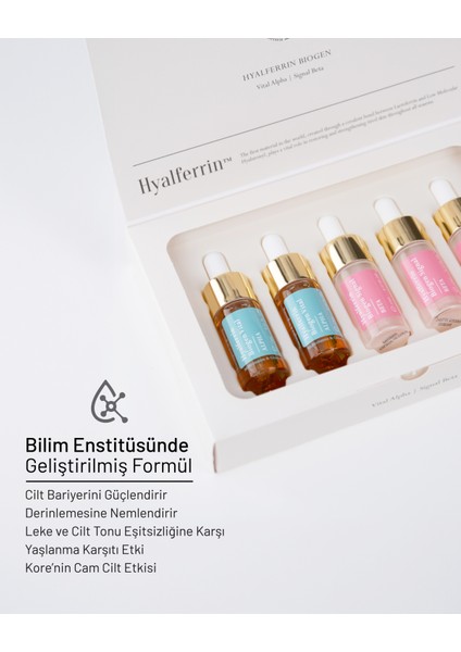 Biogen Cilt Bakım Ampul Seti | Cilt Tazeleyici, Peptit Kompleksi Etki | Dünyanın İlk Laktoferrin İçeren Cilt Bakım Markası | Güney Kore