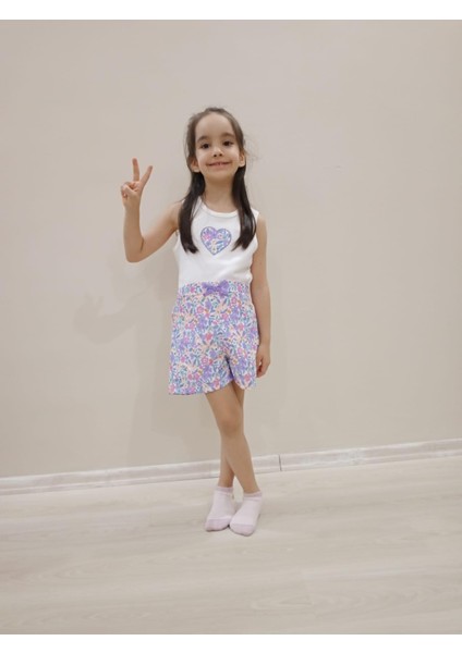 Kız Çocuk Lila Ceketli Yazlık Takım Kız Çocuk Tişört-Şort-Ceket Üçlü Yazlık Takım Kız Çocuk Alt Üst Takım