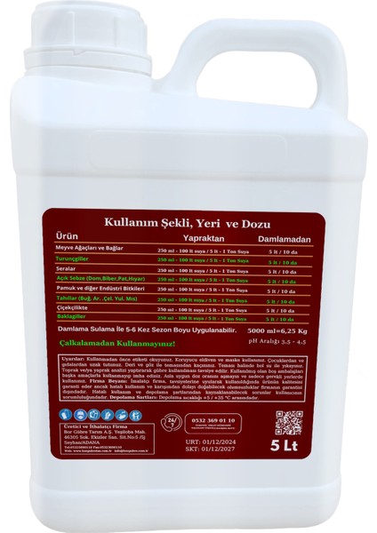 İncir İçin Organik Sıvı Gübre Bordobulamacı-Bordobor- 5lt Kalite - Verim Artar, Geliştirir, Korur