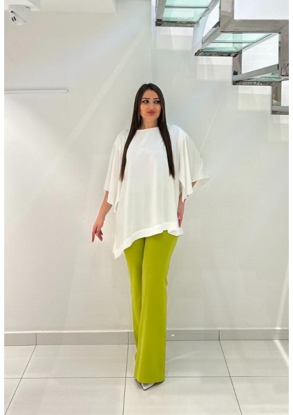 Büyük Beden Beli Lastk Detaylı ve Çift Cepli Pantolon