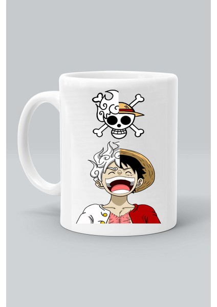 Gear 5 Karakter Anime One Piece Baskılı Beyaz Klasik Kupa Bardak