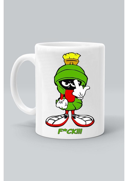 Çizgi Karakter Marslı Marvin Baskılı Beyaz Klasik Kupa Bardak