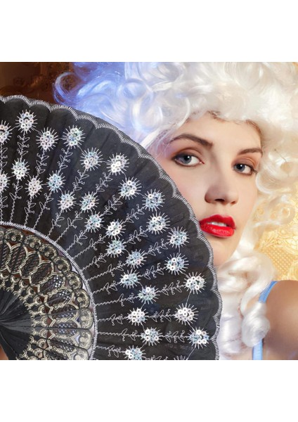 Yelpaze Şık Siyah Gümüş Pullu Yelpaze 2 Adet fiyatları