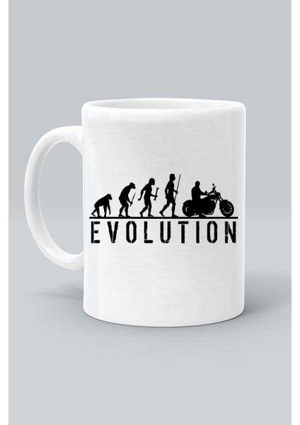 Motor Evolution Insan Evrimi Baskılı Beyaz Klasik Kupa Bardak