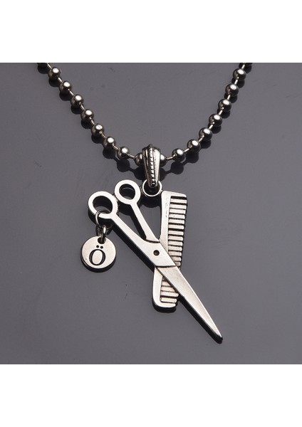 Harfli Makas Tarak Erkek Kolye Takı Berber Kuaför Hediyelik Aksesuar