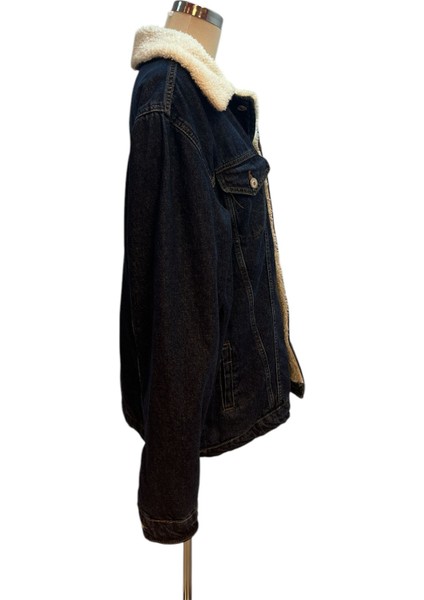 Indigo-G Denim Model 17173 Koyu Mavi Kürklü Erkek Kot Ceket fiyatları