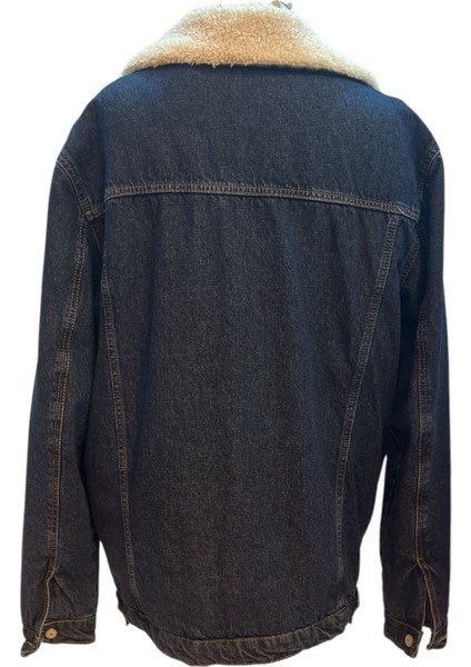 Indigo-G Denim Model 17173 Koyu Mavi Kürklü Erkek Kot Ceket modelleri