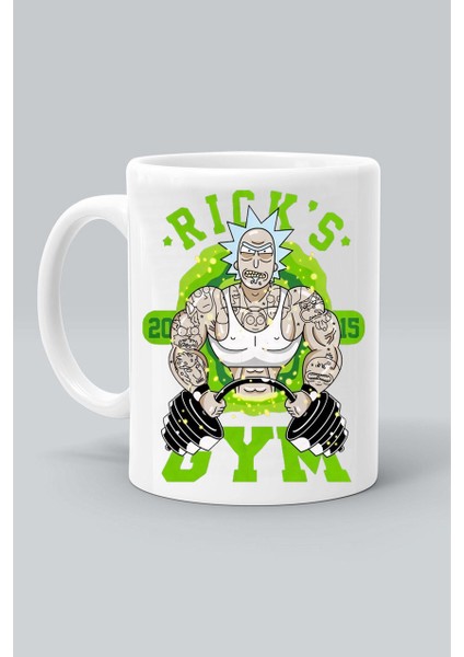 Rick Gym Fitness Barbell Baskılı Beyaz Kupa Bardak