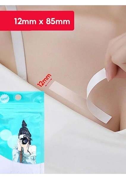 108 Adet Şeffaf Elbise Sabitleyici Dekolte Takı Kıyafet Sabitleme Bandı Kaydırmaz Bant