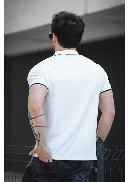 Calep Yakası Şeritli Slim Fit Fermuarlı Polo Yaka Erkek Tshirt fırsatları