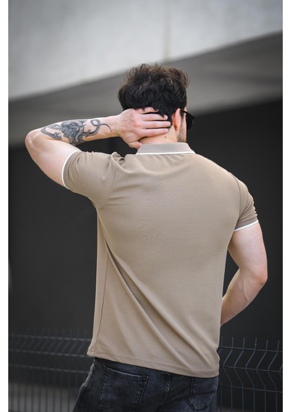 Calep Yakası Şeritli Slim Fit Fermuarlı Polo Yaka Erkek Tshirt modelleri
